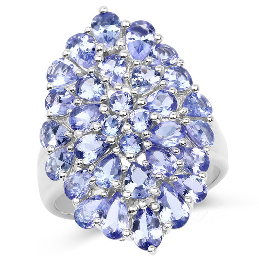 4.62 Carat Genuine Tanzanite .925 Sterling Silver Ring