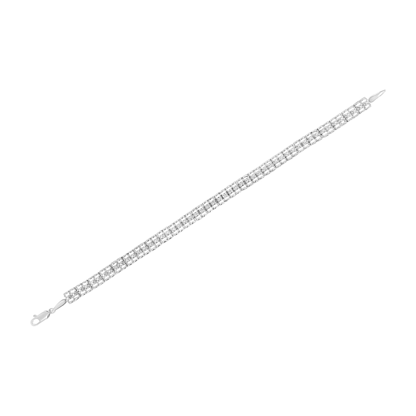 .925 Sterling Silver 1/10 Cttw Diamond Double-Link 7" Rolex Tennis Bracelet (I-J Color, I3 Clarity)