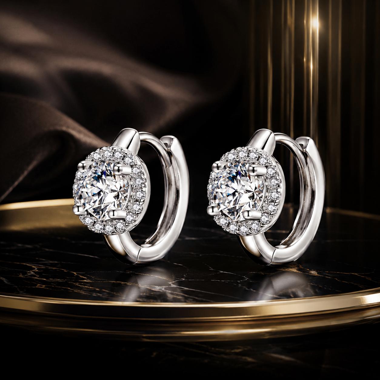 925 Sterling Silver White Gold Plated CZ Earrings for Women