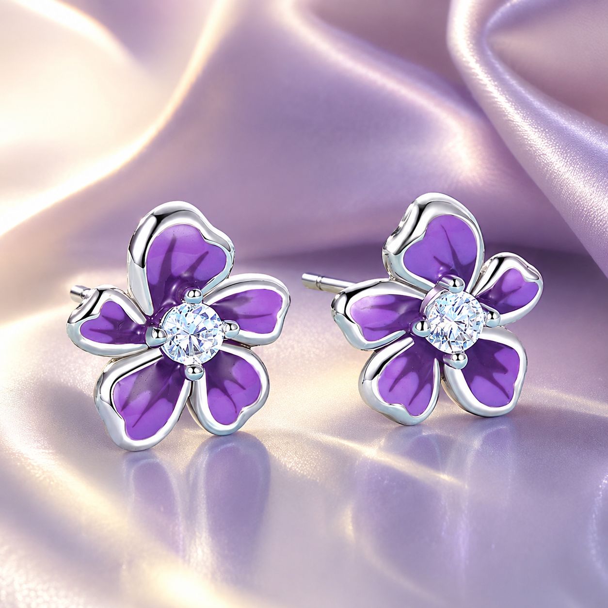 S925 Sterling Silver Plated Platinum Enamel Earrings for Women
