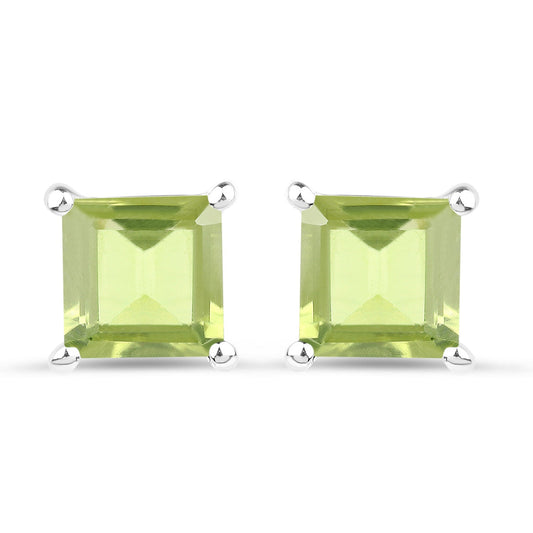 2.30 Carat Genuine Peridot .925 Sterling Silver Earrings