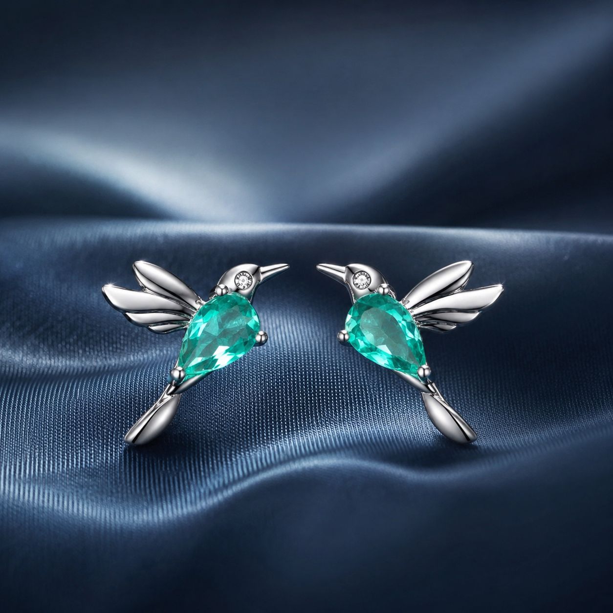 925 Sterling Silver Transparent Glass Earrings with CZ for Women
