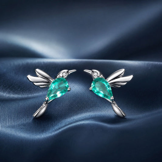 925 Sterling Silver Transparent Glass Earrings with CZ for Women