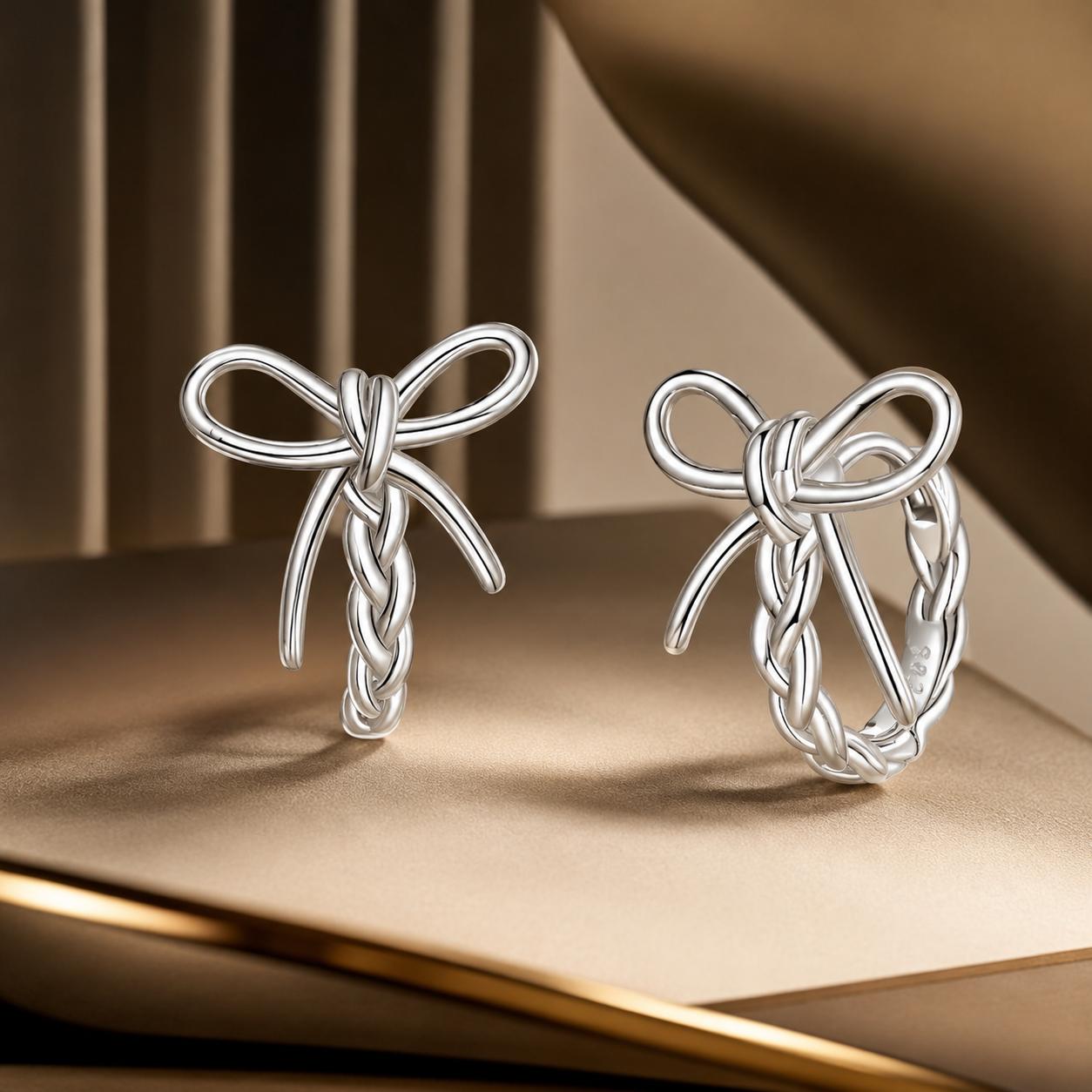 925 Sterling Silver Earrings with White Gold Plating for Women