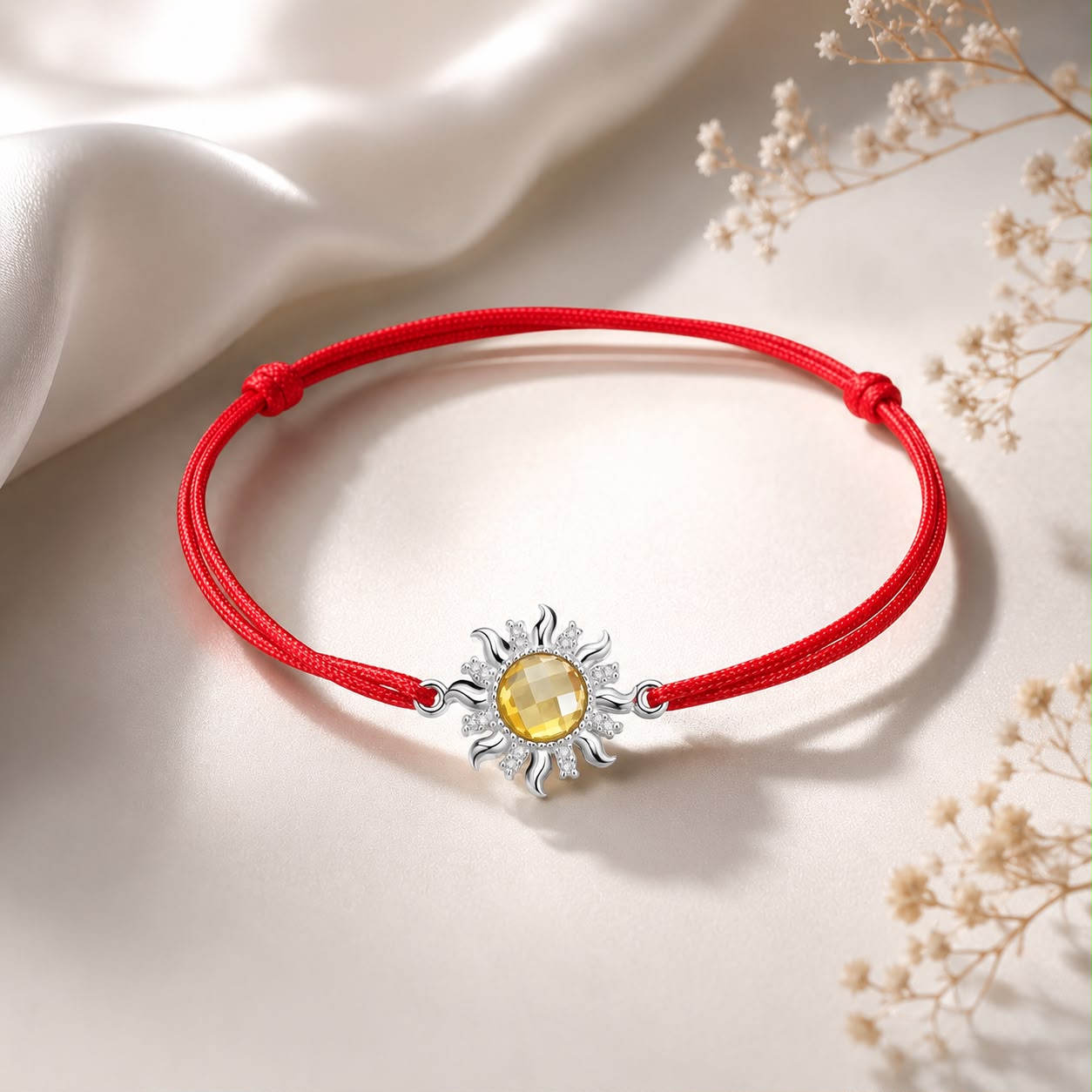 925 Sterling Silver Adjustable Length Bracelet with CZ and Glass Pendant for Women