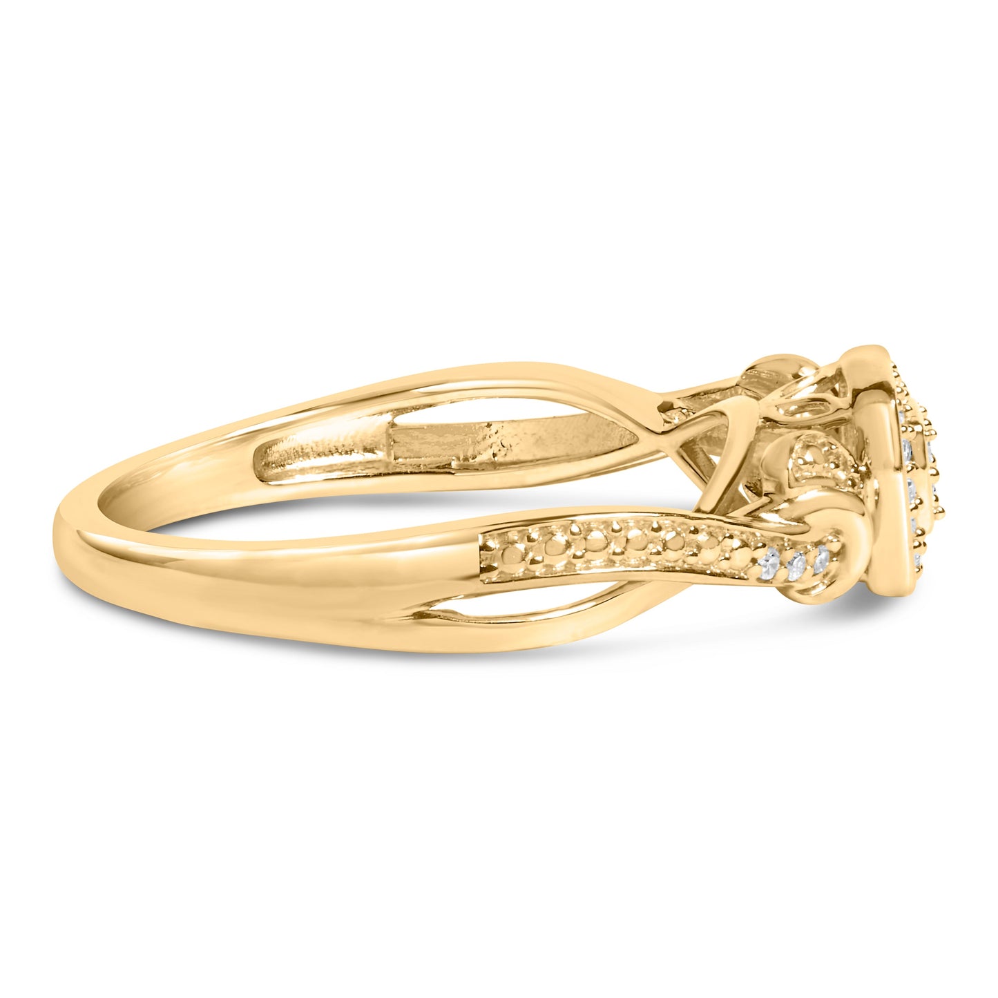 14K Yellow Gold Plated .925 Sterling Silver 1/10 Cttw Round-Cut Diamond Composite Halo Engagement Ring (I-J Color, I3 Clarity)- Size 7