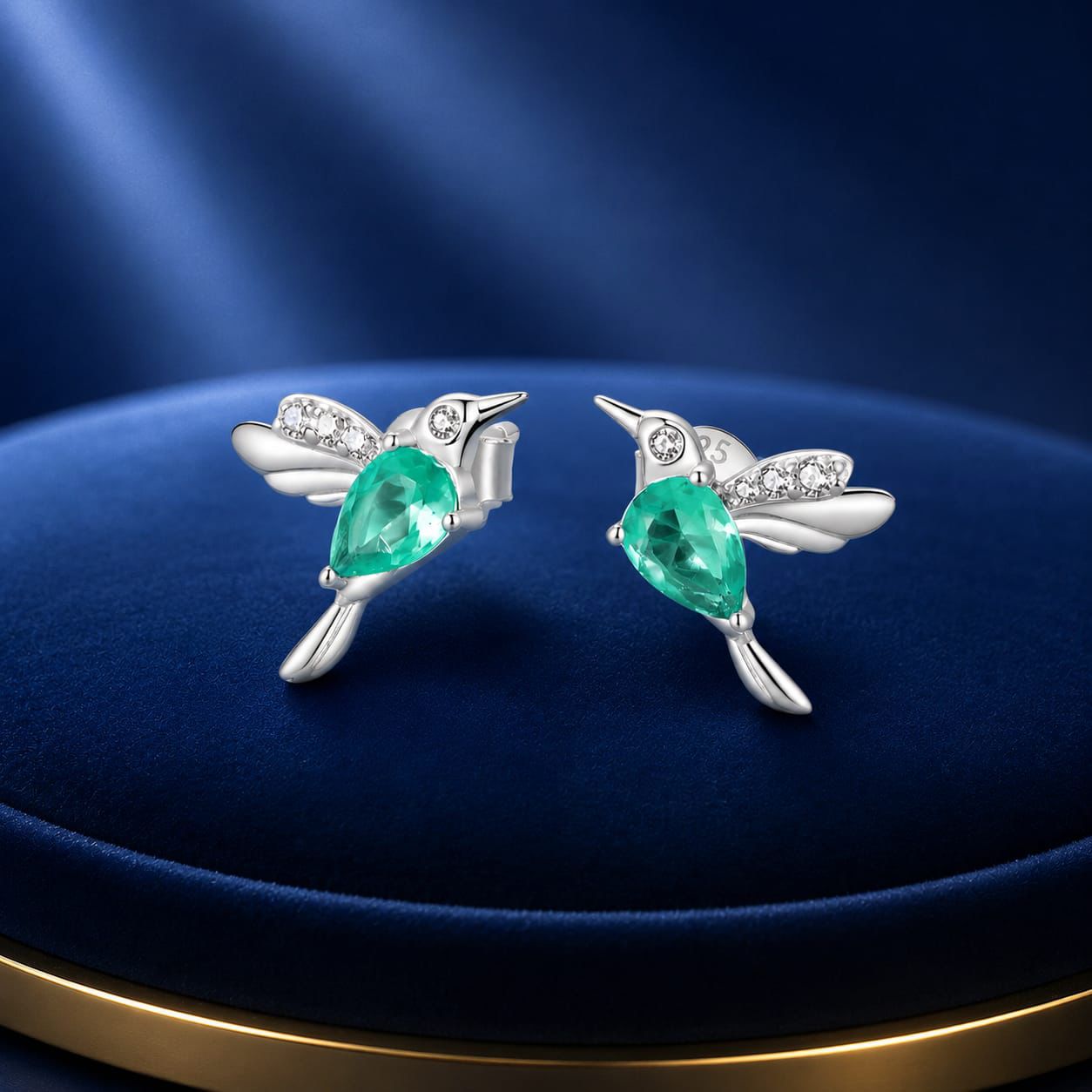925 Sterling Silver Transparent Glass Earrings with CZ for Women