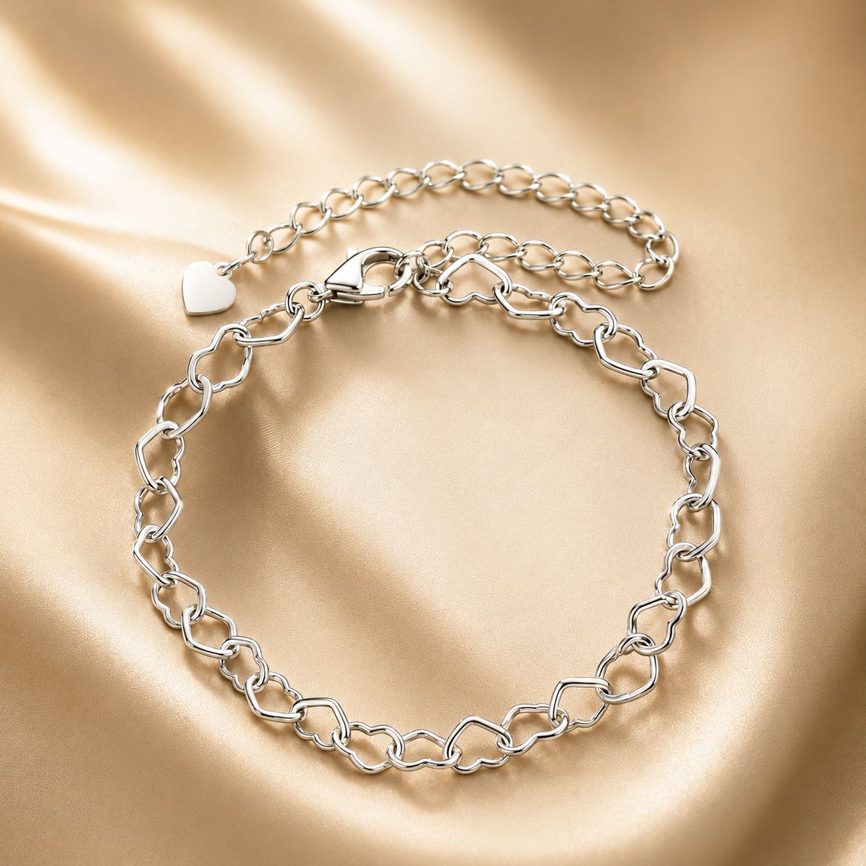 925 Sterling Silver Plated White Gold Adjustable Bracelet for Women