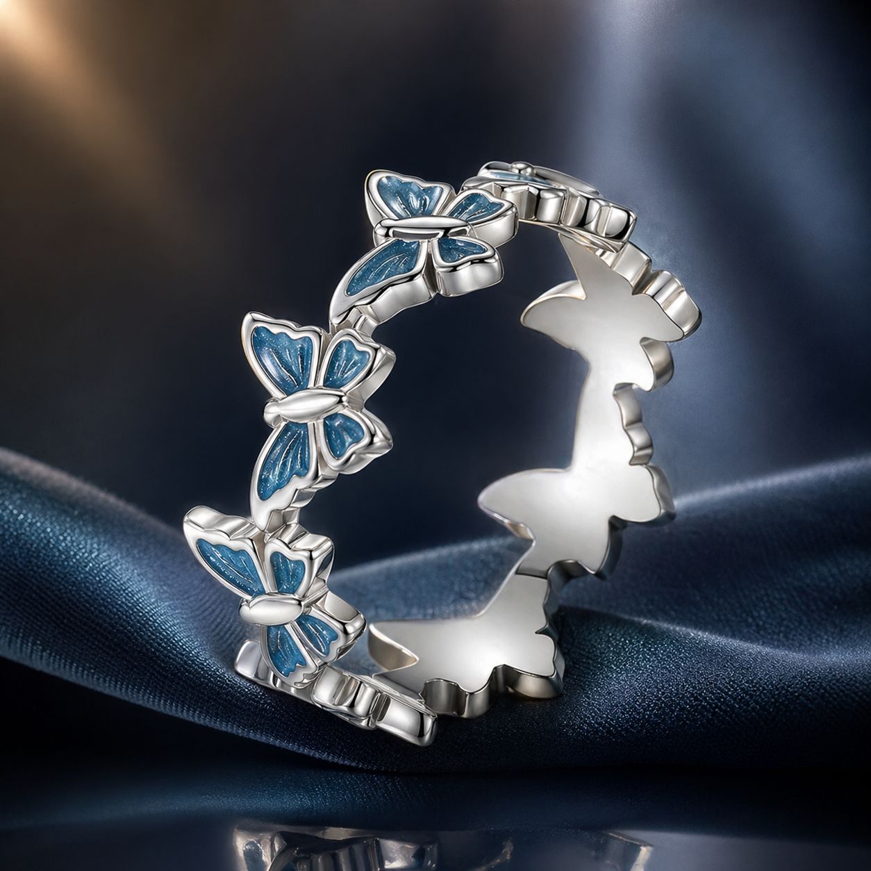 925 Sterling Silver Enamel Ring Size 6 for Women