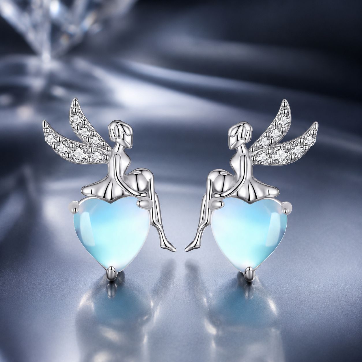 925 Sterling Silver Moonstone CZ Earrings for Women