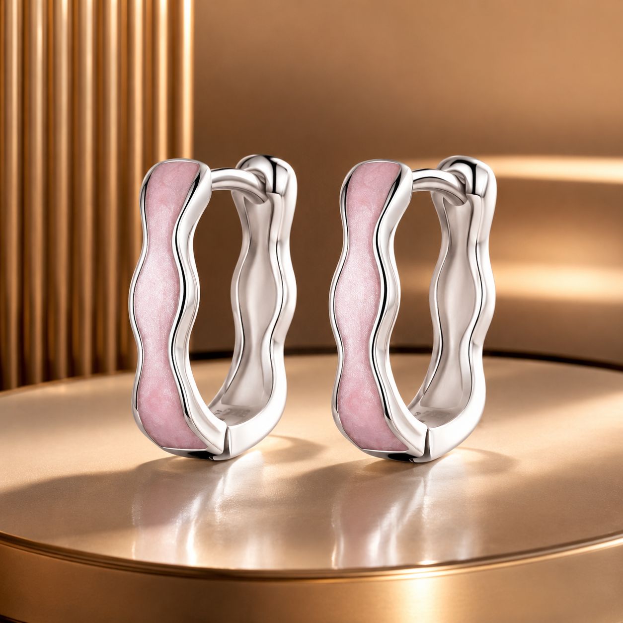 925 Sterling Silver Earrings with Enamel in White Gold Finish - 13*3mm for Women