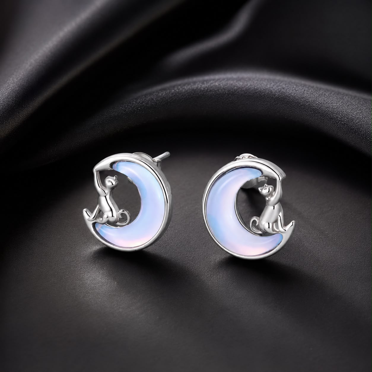 925 Sterling Silver Earrings with Transparent Glass, 13mm x 12mm for Women