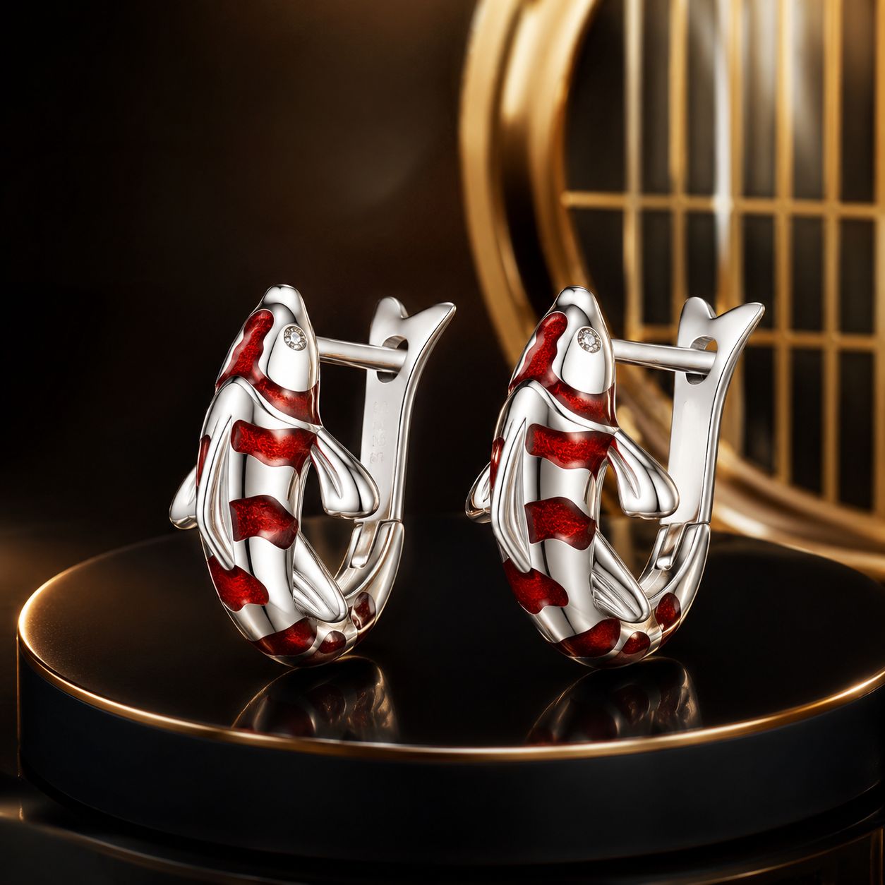 925 Sterling Silver Enamel and CZ Earrings with Platinum Plating for Women