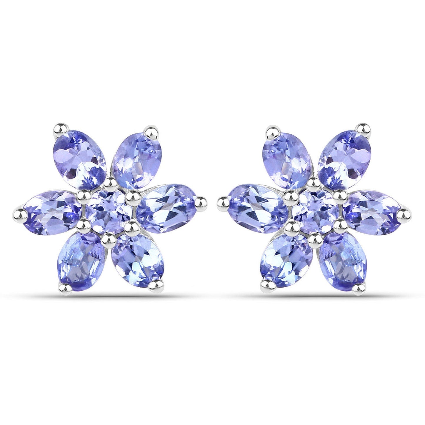 2.24 Carat Genuine Tanzanite .925 Sterling Silver Earrings