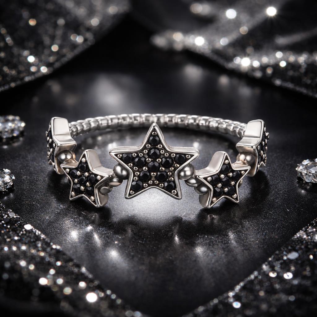 925 Sterling Silver Oxidized Rings with Pavé Setting CZ, Size 6.0 for Women
