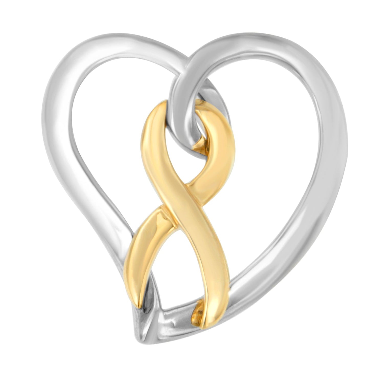14K Gold and Silver Heart Bow Pendant Necklace
