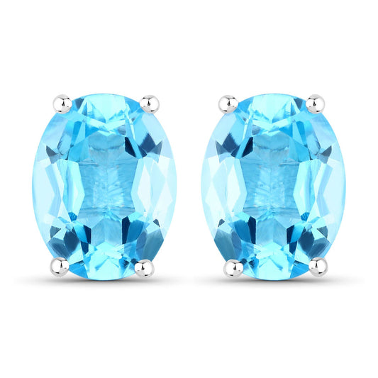 4.00 Carat Genuine Swiss Blue Topaz .925 Sterling Silver Earrings