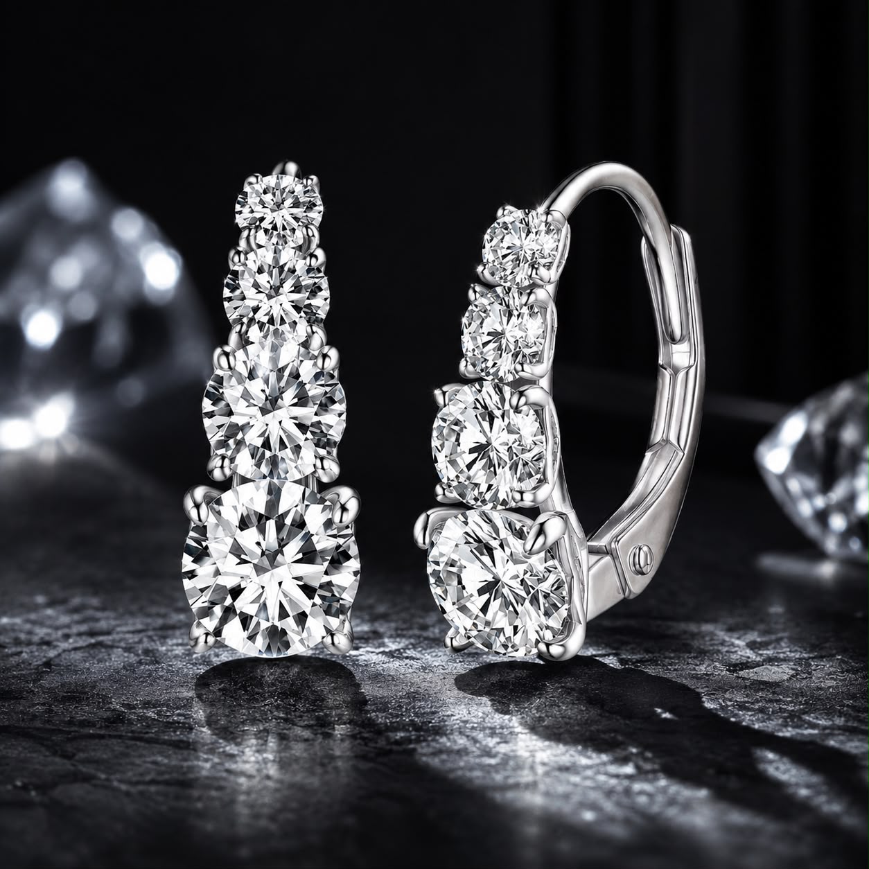 S925 Sterling Silver 0.50 Carat Moissanite Earrings for Women