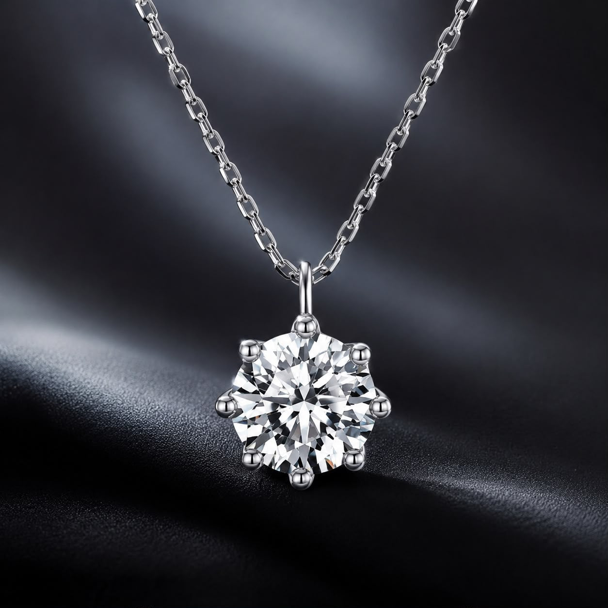 925 Sterling Silver Plated Platinum Moissanite Necklace 39+5cm for Women