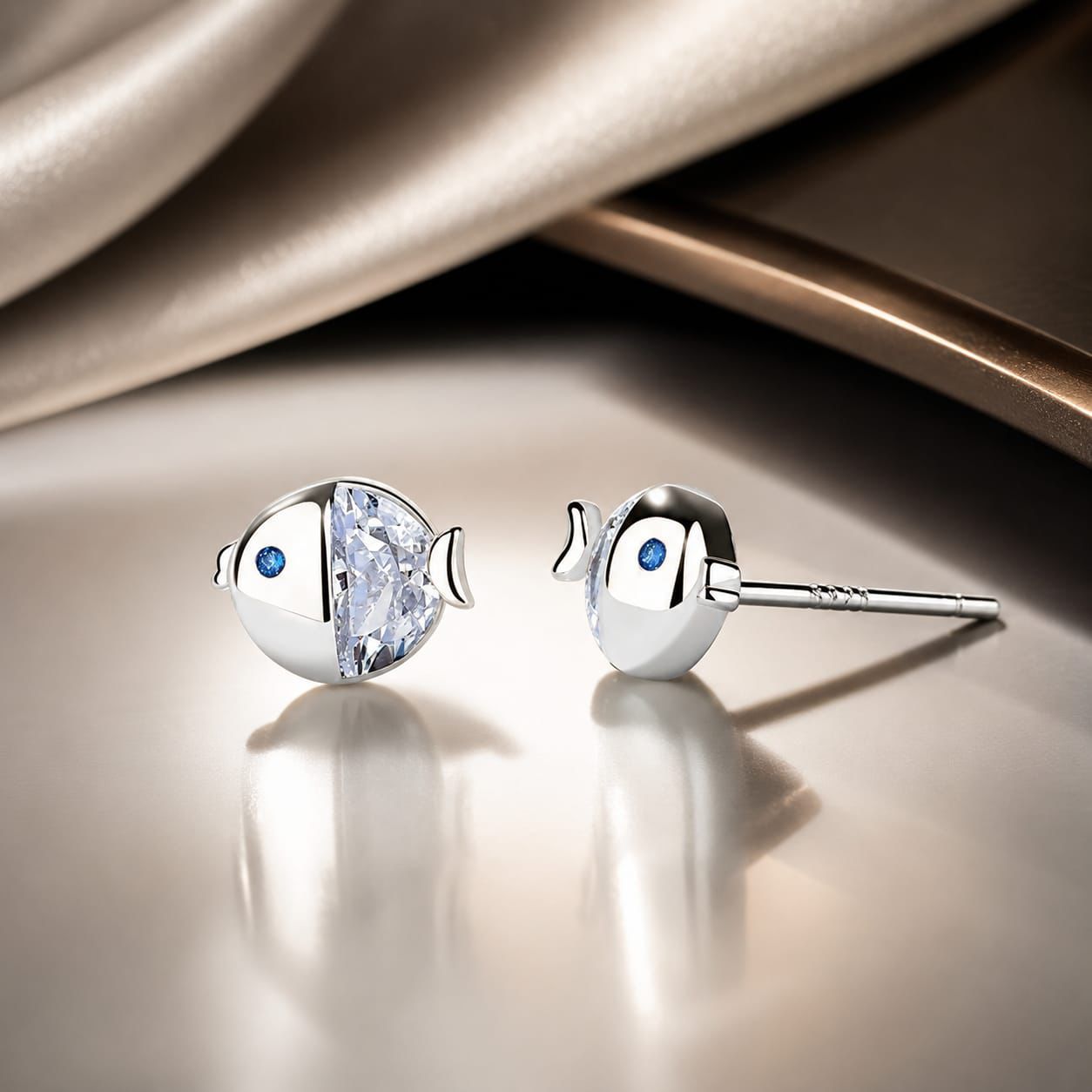 925 Sterling Silver Earrings with Pavé Setting CZ, Size 0.6*0.7cm, for Women