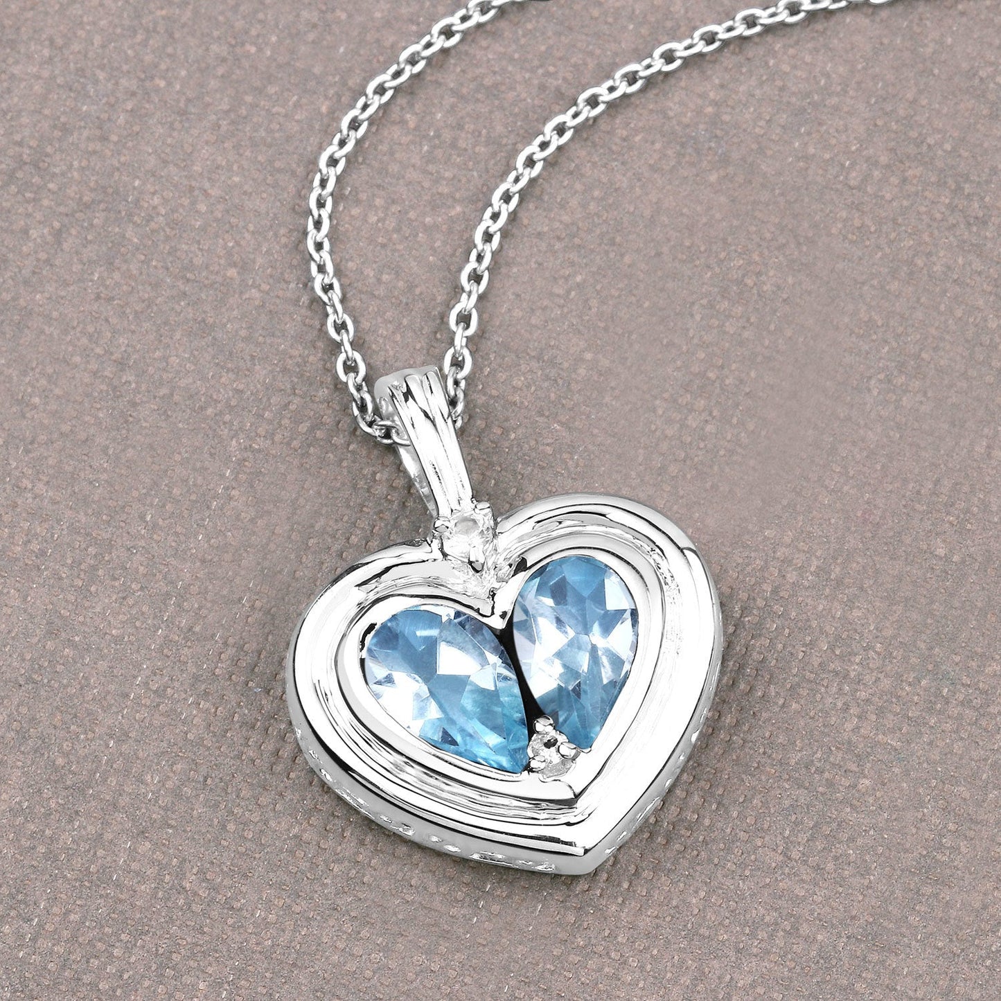 2.66 Carat Genuine Blue Topaz and White Topaz .925 Sterling Silver Pendant