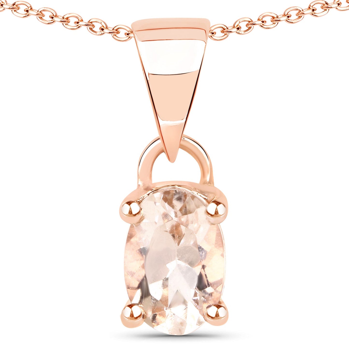 18K Rose Gold Plated 0.70 Carat Genuine Morganite .925 Sterling Silver Pendant