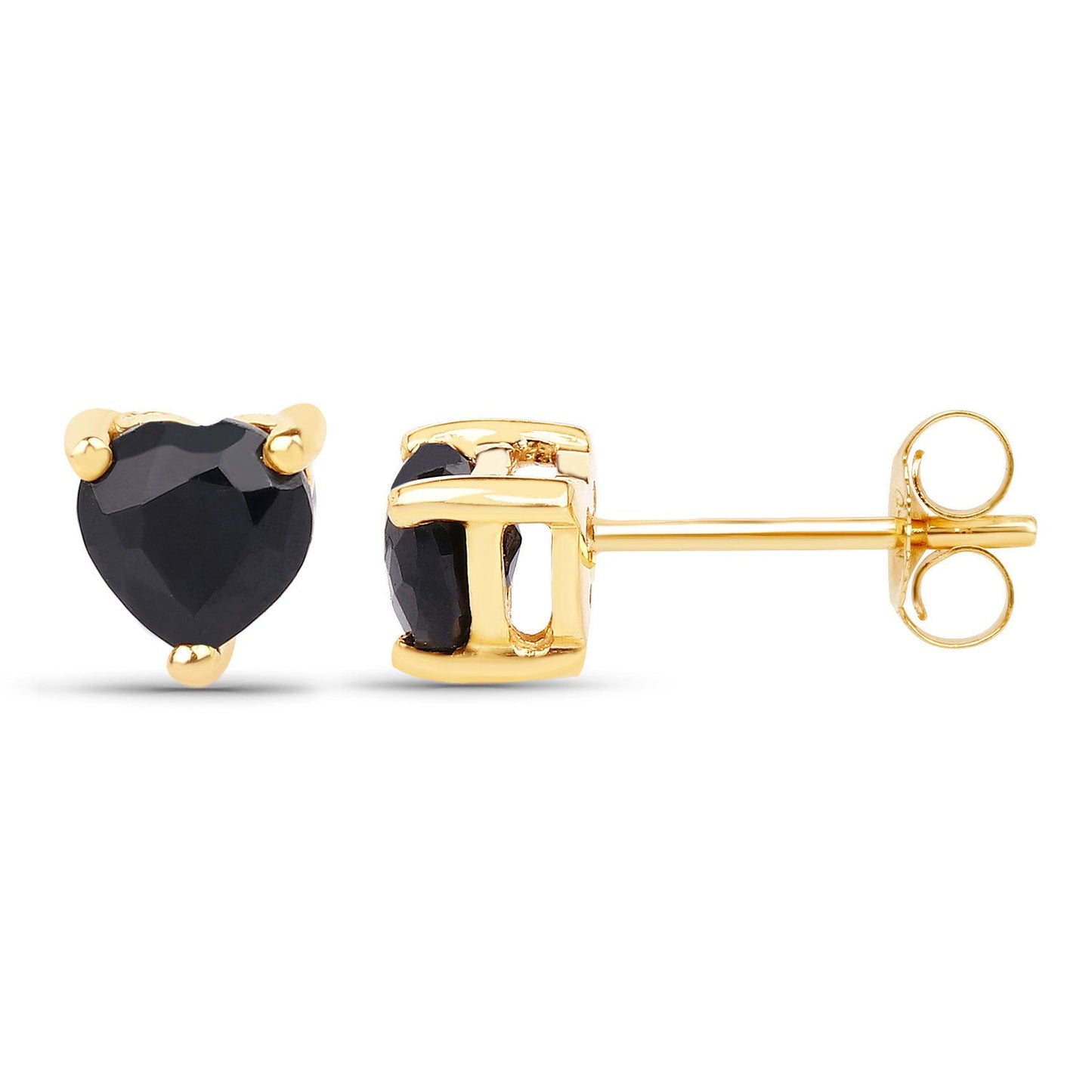0.70 Carat Genuine Black Sapphire 14K Yellow Gold Earrings