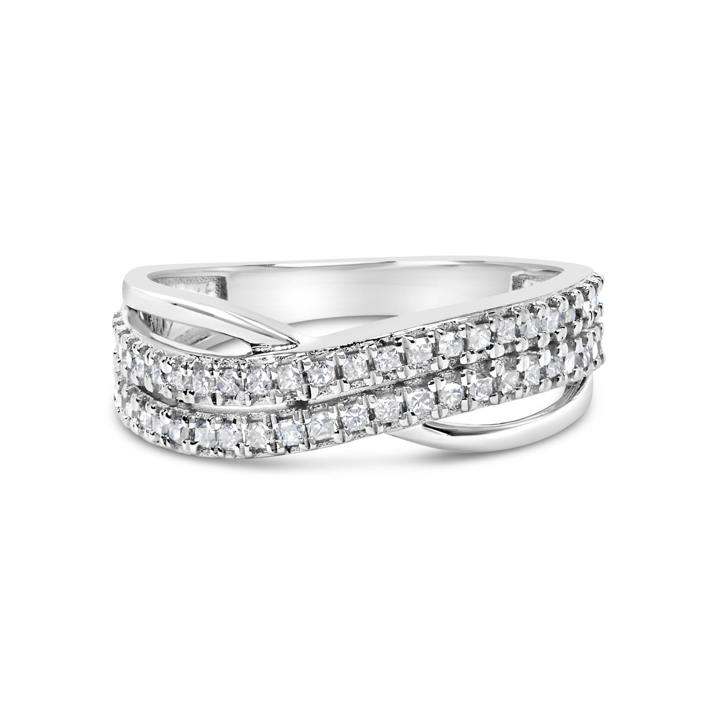 10K White Gold 1/2 Cttw Princess Diamond Split Shank Band Ring