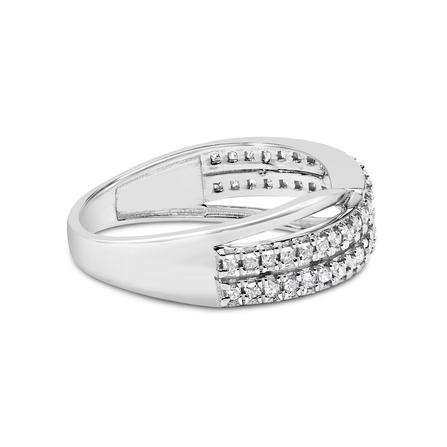 10K White Gold 1/2 Cttw Princess Diamond Split Shank Band Ring