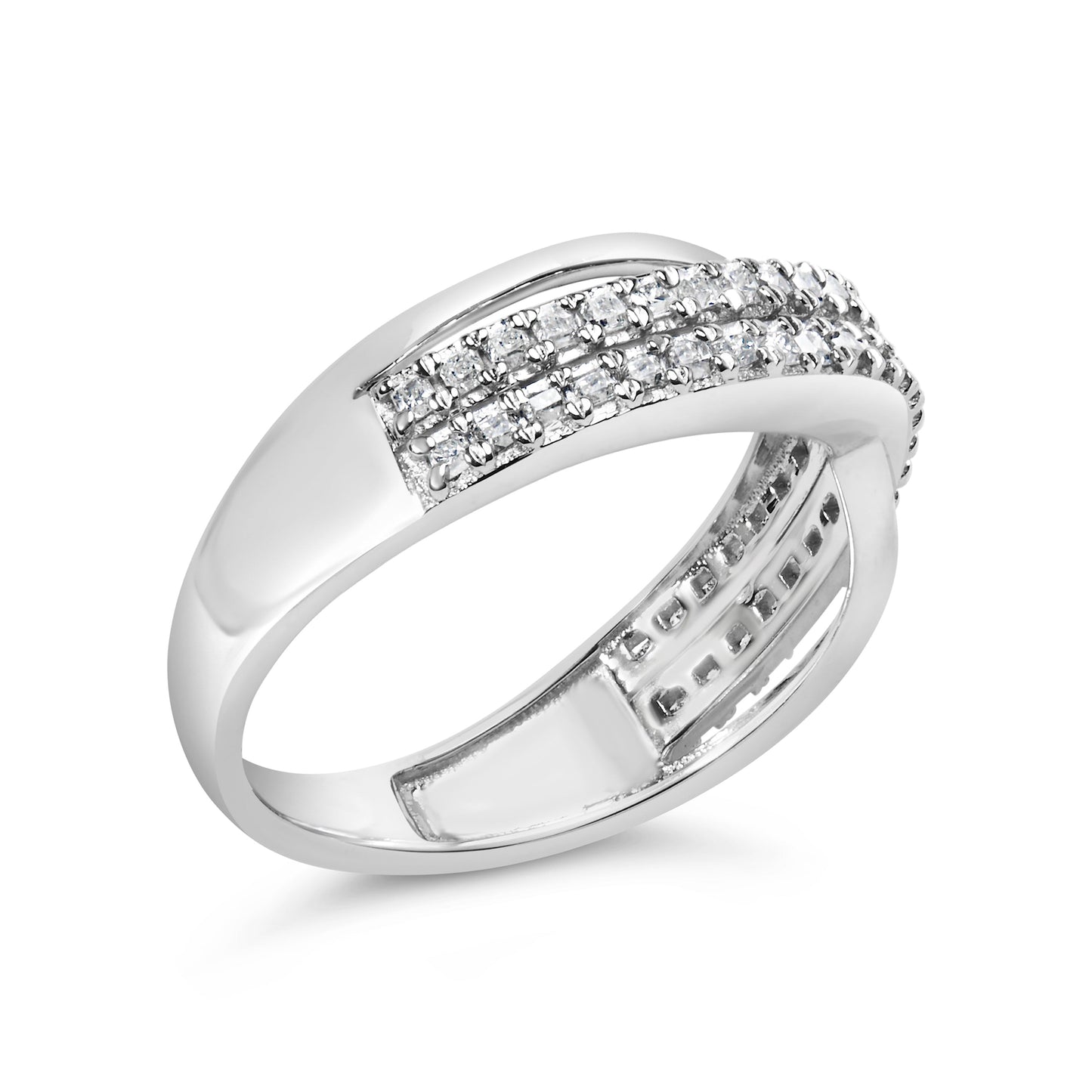 10K White Gold 1/2 Cttw Princess Diamond Split Shank Band Ring