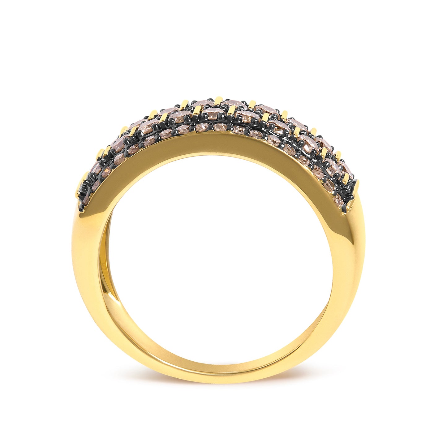 10K Yellow Gold Plated .925 Sterling Silver 3/4 cttw Champagne Diamond Band Ring