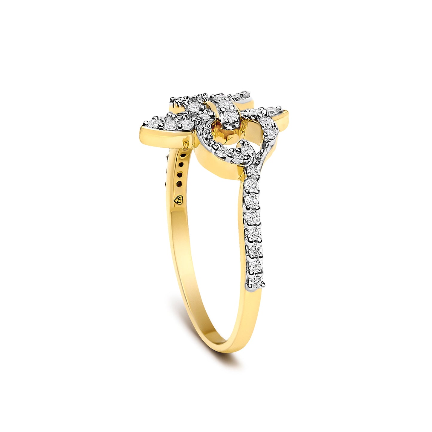 14K Yellow Gold Plated .925 Sterling Silver 1/4 Cttw Diamond Fleur-de-Lis Ring
