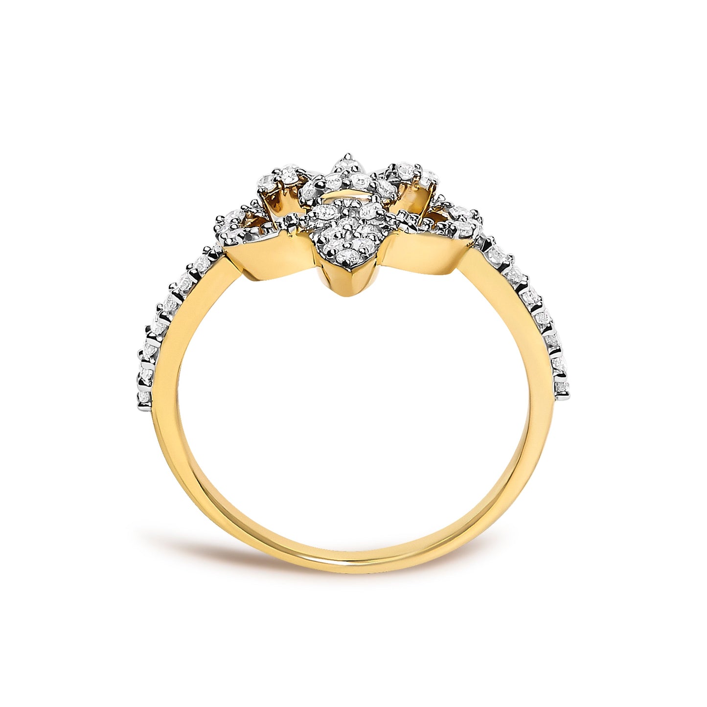 14K Yellow Gold Plated .925 Sterling Silver 1/4 Cttw Diamond Fleur-de-Lis Ring
