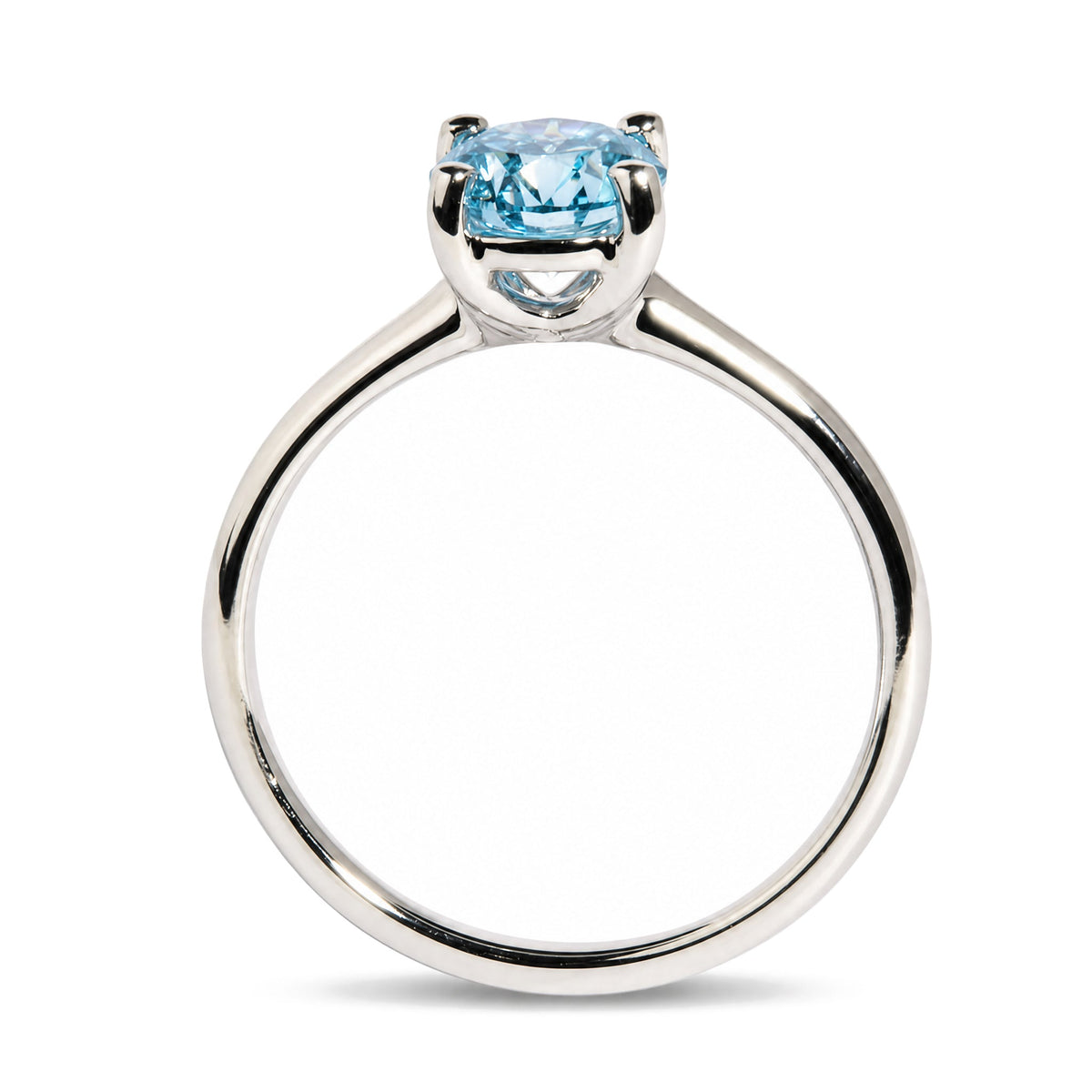 IGI Certified 14K White Gold 1.0 Cttw Round Lab-Grown Blue Fancy Vivid Diamond Solitaire Ring