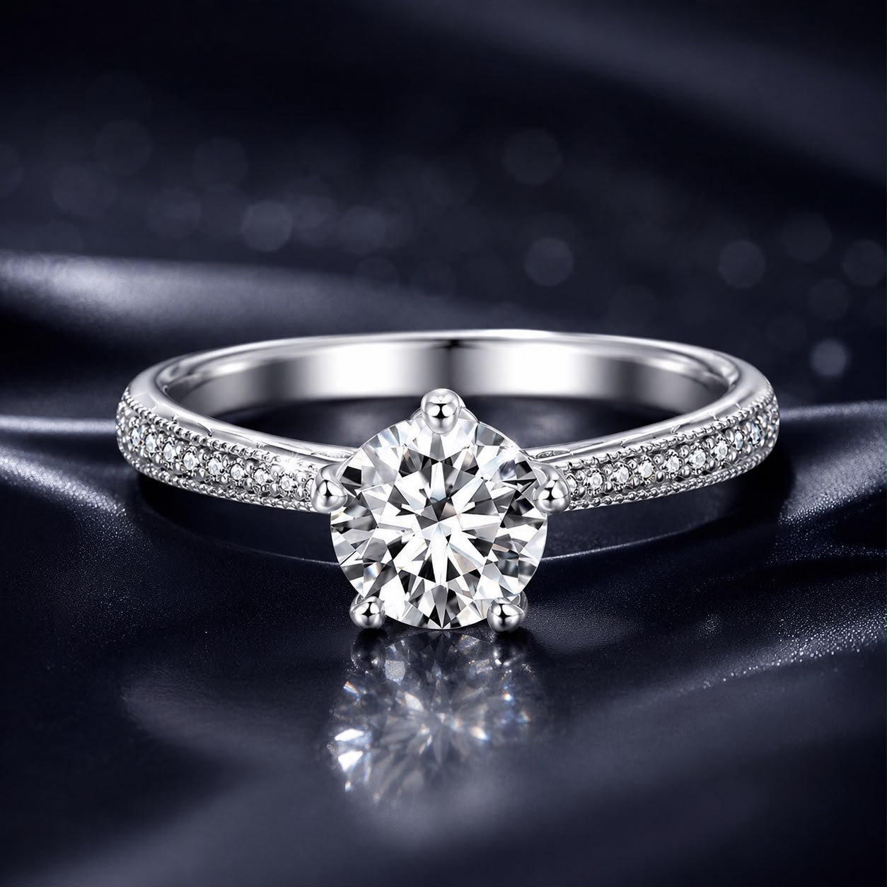 925 Sterling Silver Moissanite 0.8ct Ring Size 6 for Women