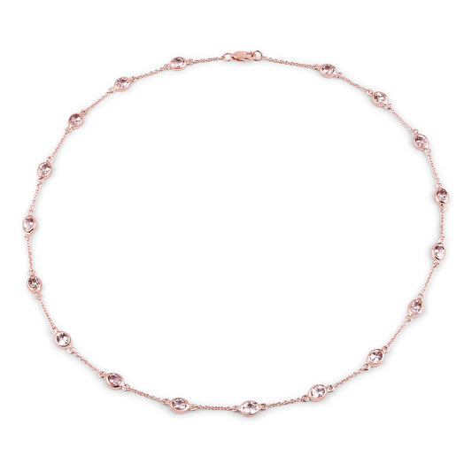4.86 Carat Genuine Morganite .925 Sterling Silver Necklace