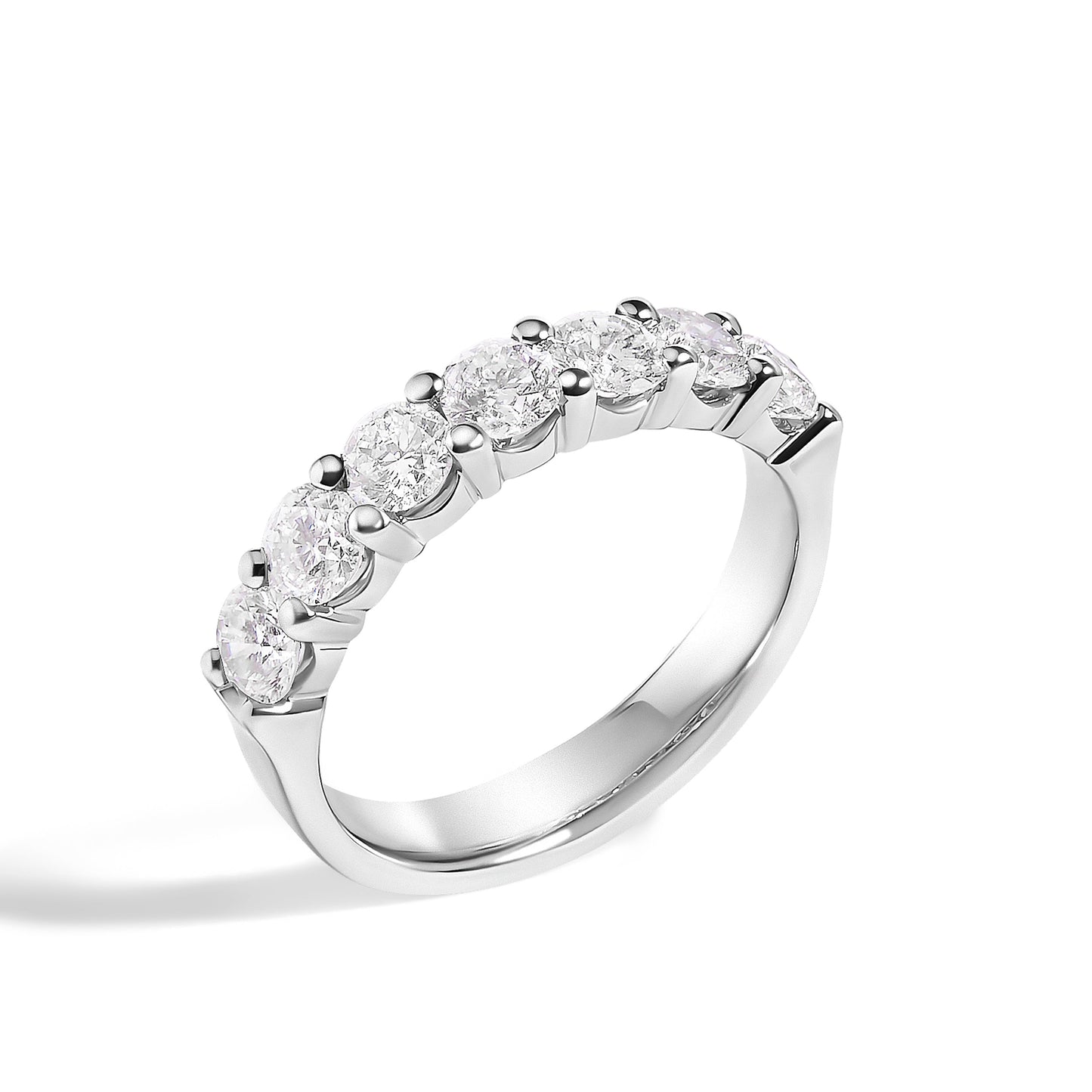 14K White Gold 1 1/2 Cttw Diamond 7 Stone Band Ring