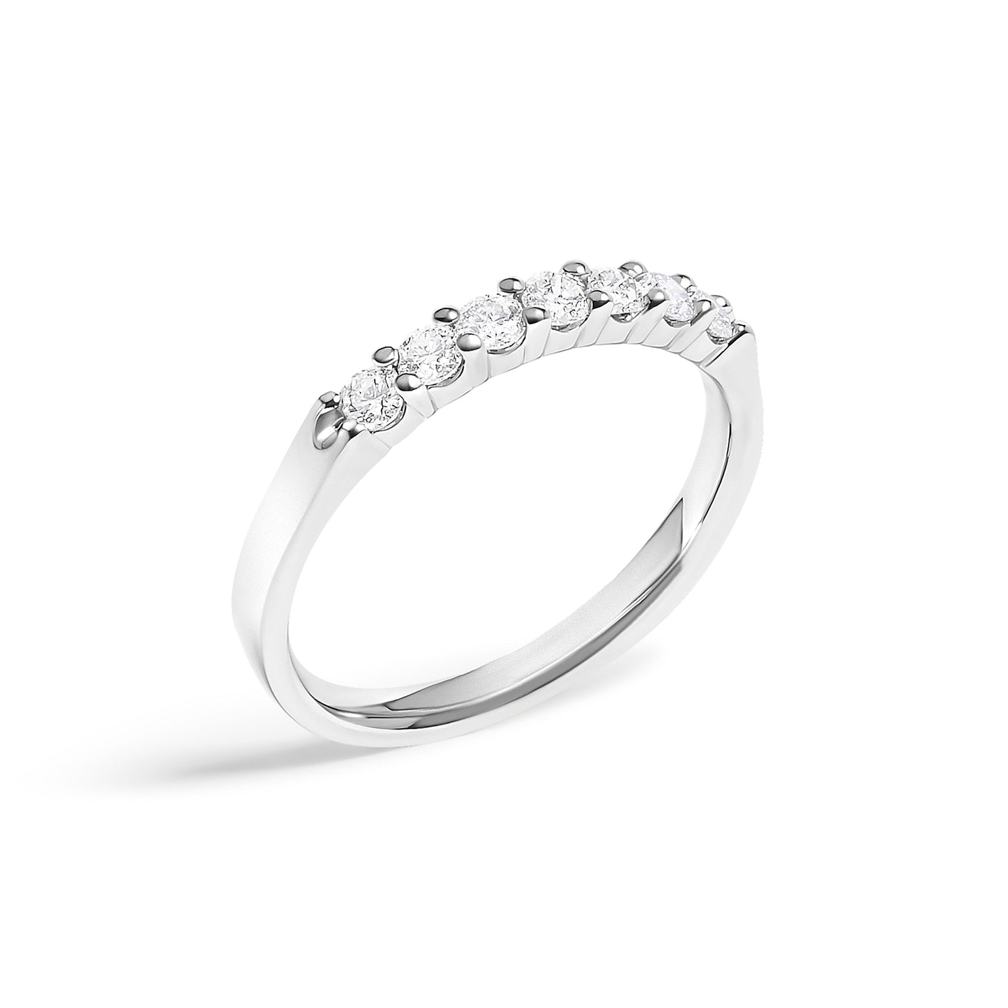 14K White Gold 1/3 Cttw Diamond 7 Stone Band Ring