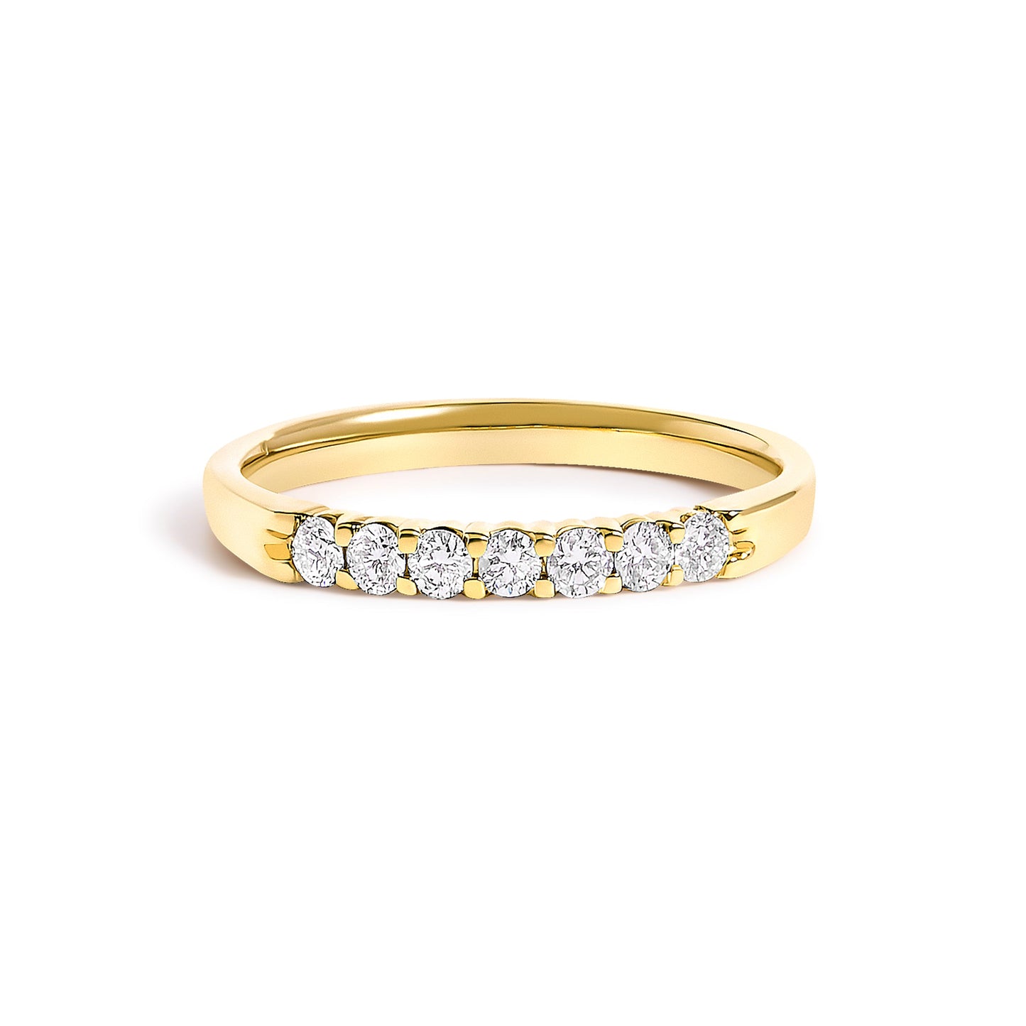 14K White Gold 1/10 Cttw Diamond 7 Stone Band Ring