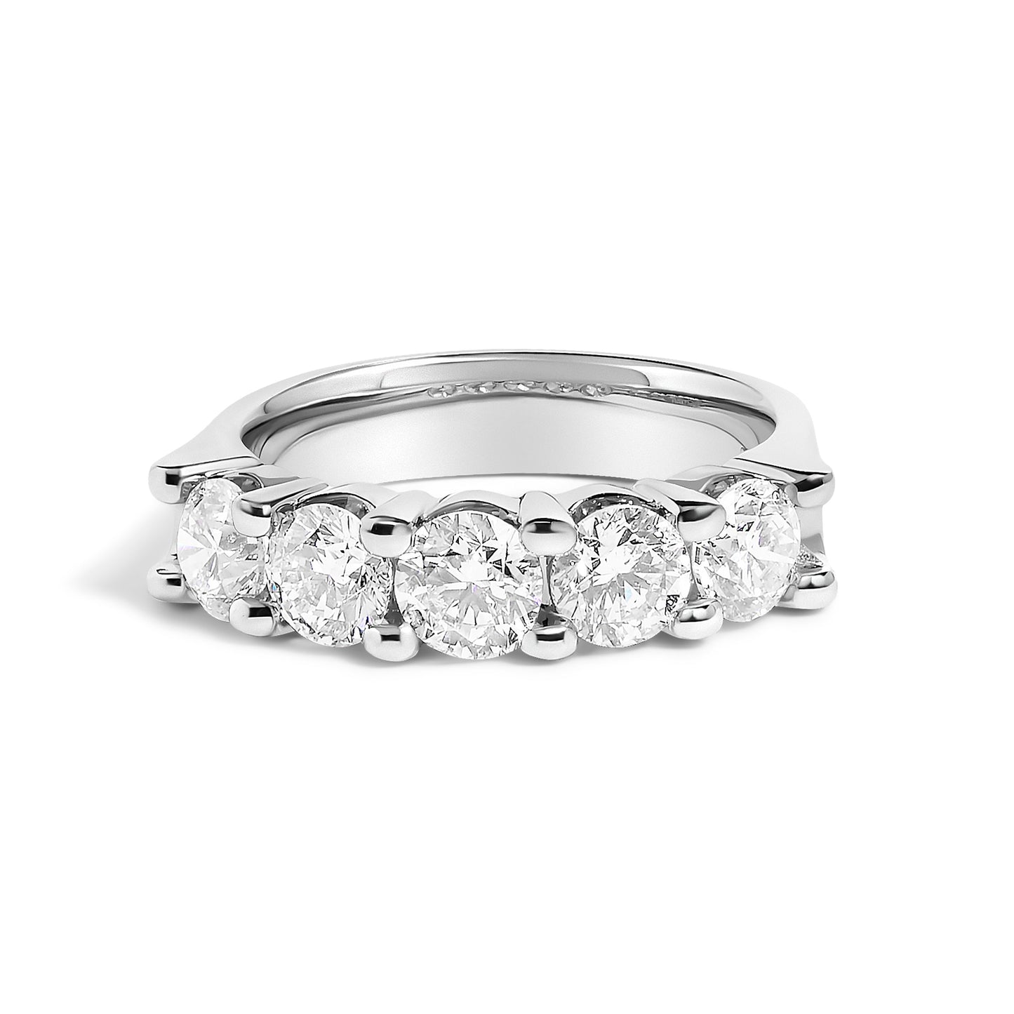 14K White Gold 2.0 Cttw Round Diamond Five Stone Band Ring