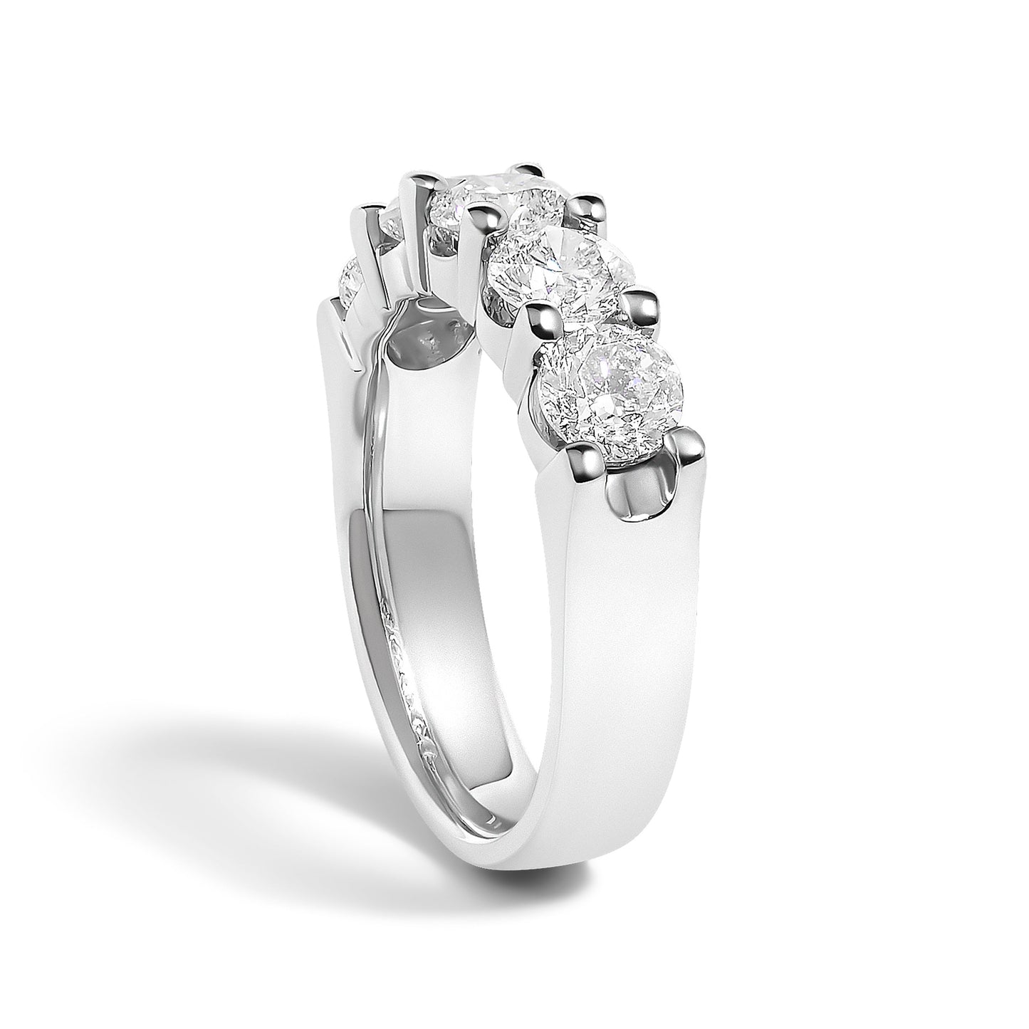 14K White Gold 2.0 Cttw Round Diamond Five Stone Band Ring