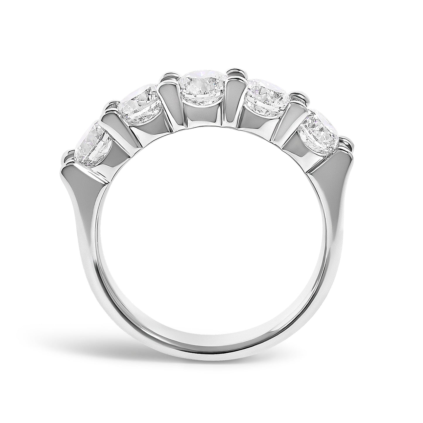 14K White Gold 2.0 Cttw Round Diamond Five Stone Band Ring