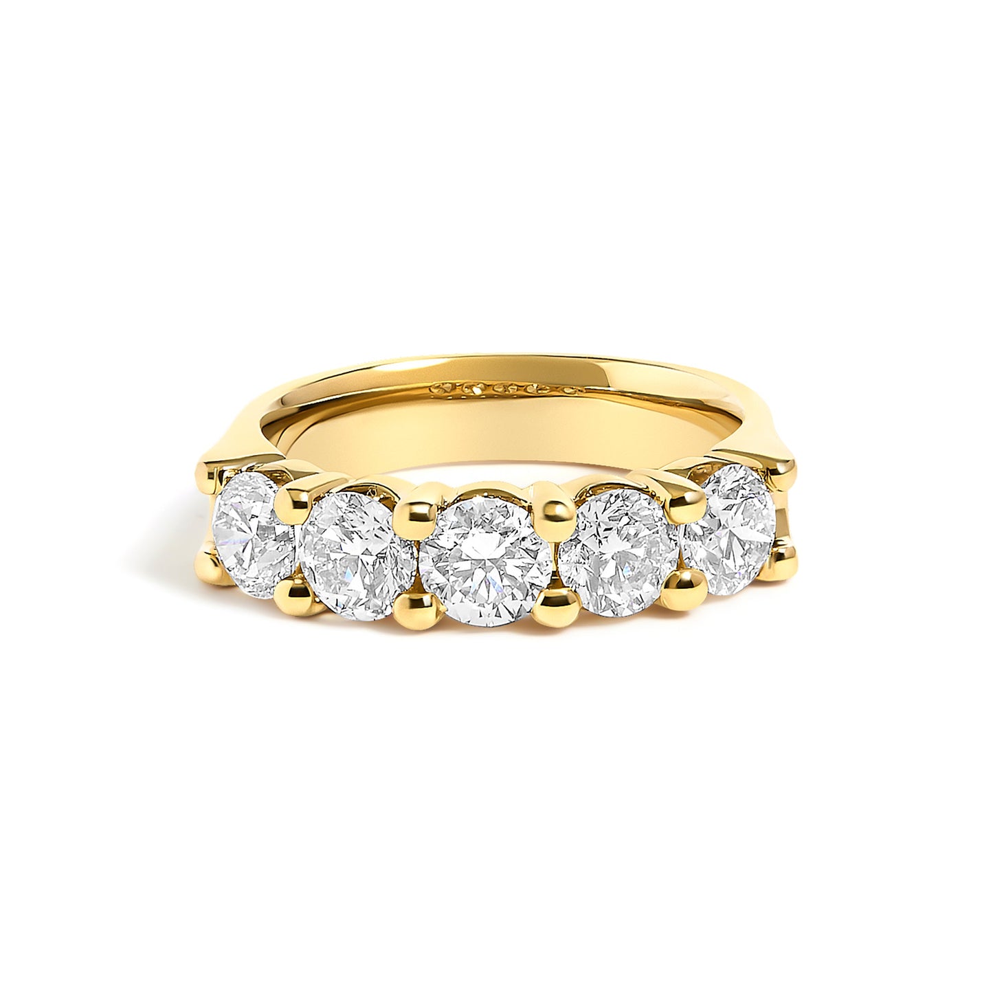 14K White Gold 2.0 Cttw Round Diamond Five Stone Band Ring