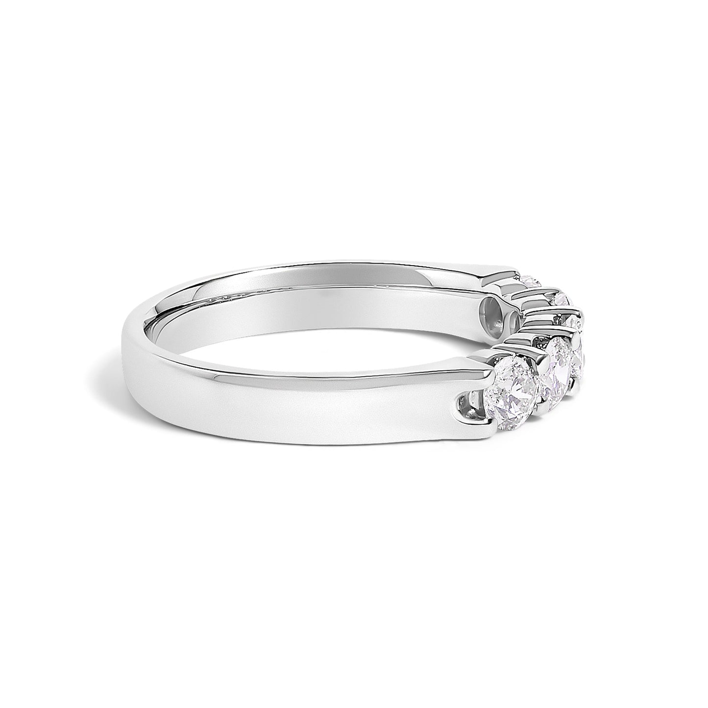 14K White Gold 3/4 Cttw Diamond 5 Stone Band Ring