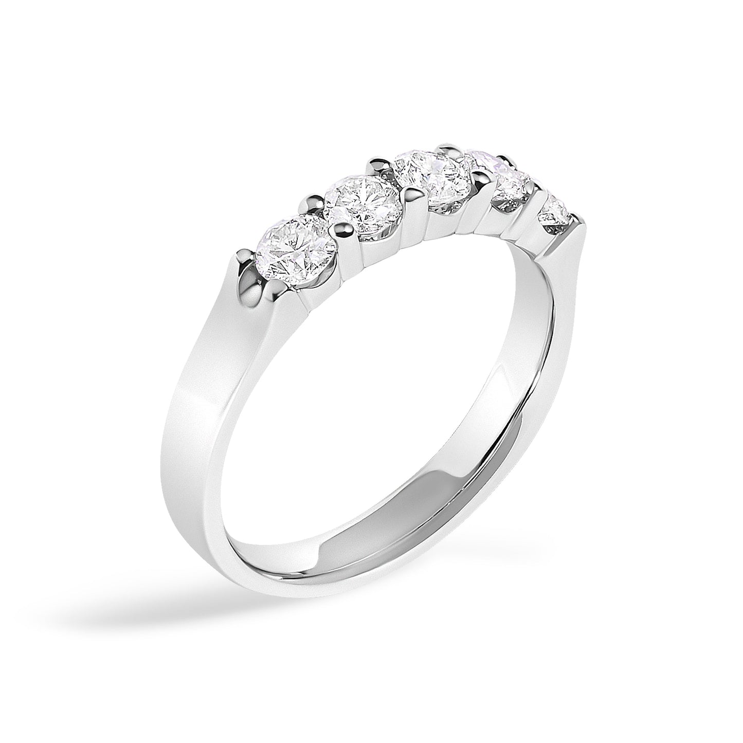14K White Gold 3/4 Cttw Diamond 5 Stone Band Ring