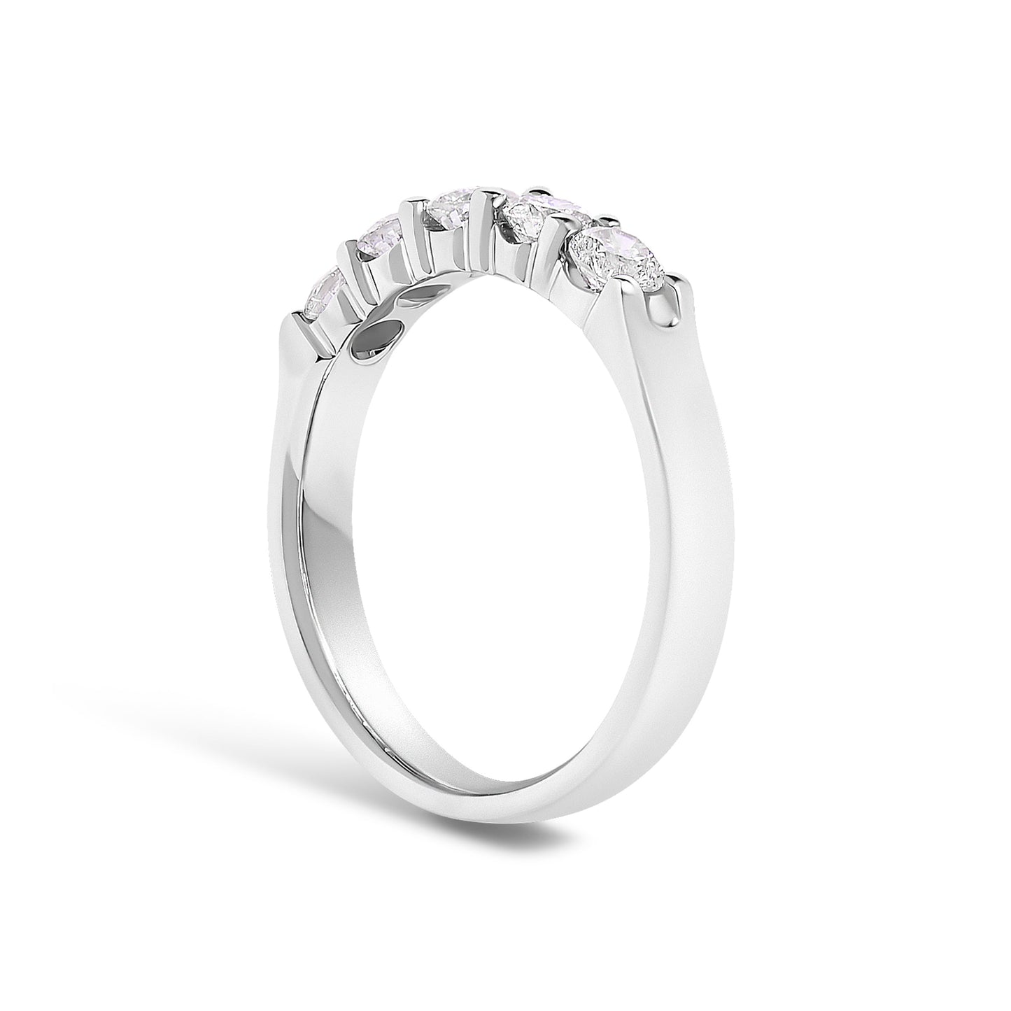 14K White Gold 3/4 Cttw Diamond 5 Stone Band Ring