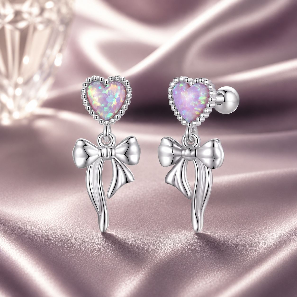 925 Sterling Silver Translucent Opal Earrings for Women