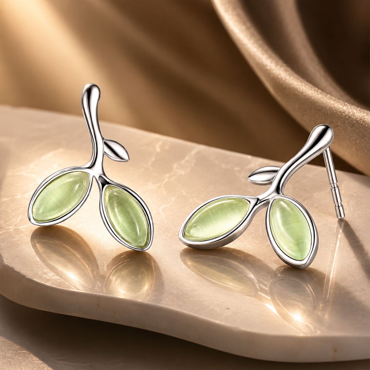 925 Sterling Silver Earrings with Synthetic Opal 1.5*1.3cm