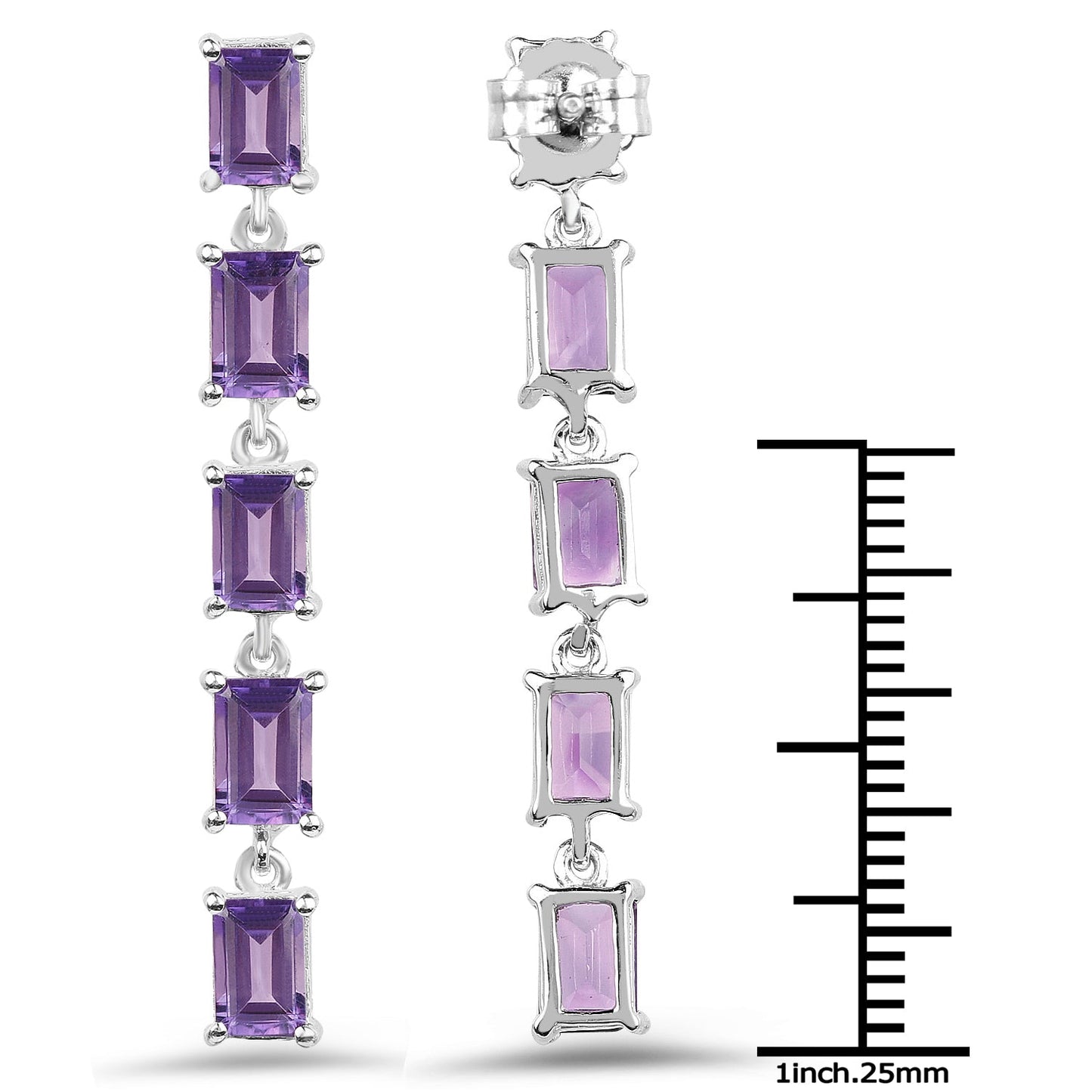 5.50 Carat Genuine Amethyst .925 Sterling Silver Earrings