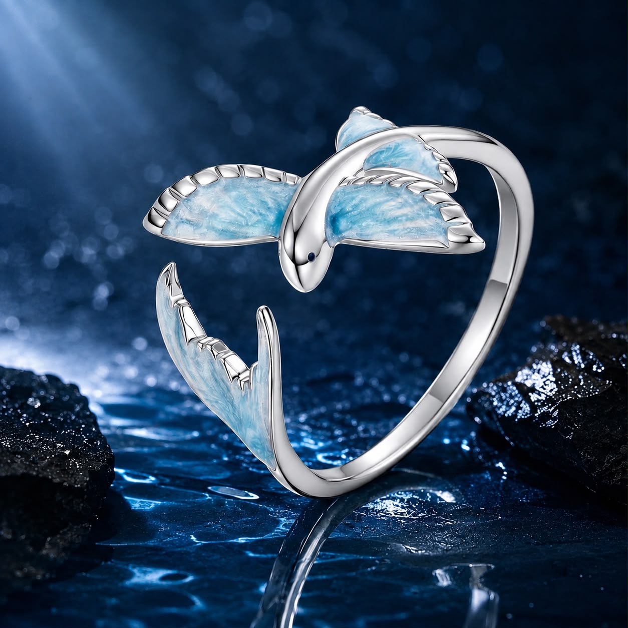 925 Sterling Silver White Enamel Pavé Set CZ Ring for Women